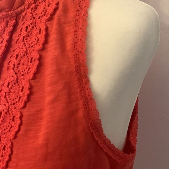 Anthropologie orangish red mixed media sleeveless blouse Size XS NWT - Picture 4 of 10